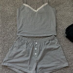 Striped gray and White Sleepwear Set